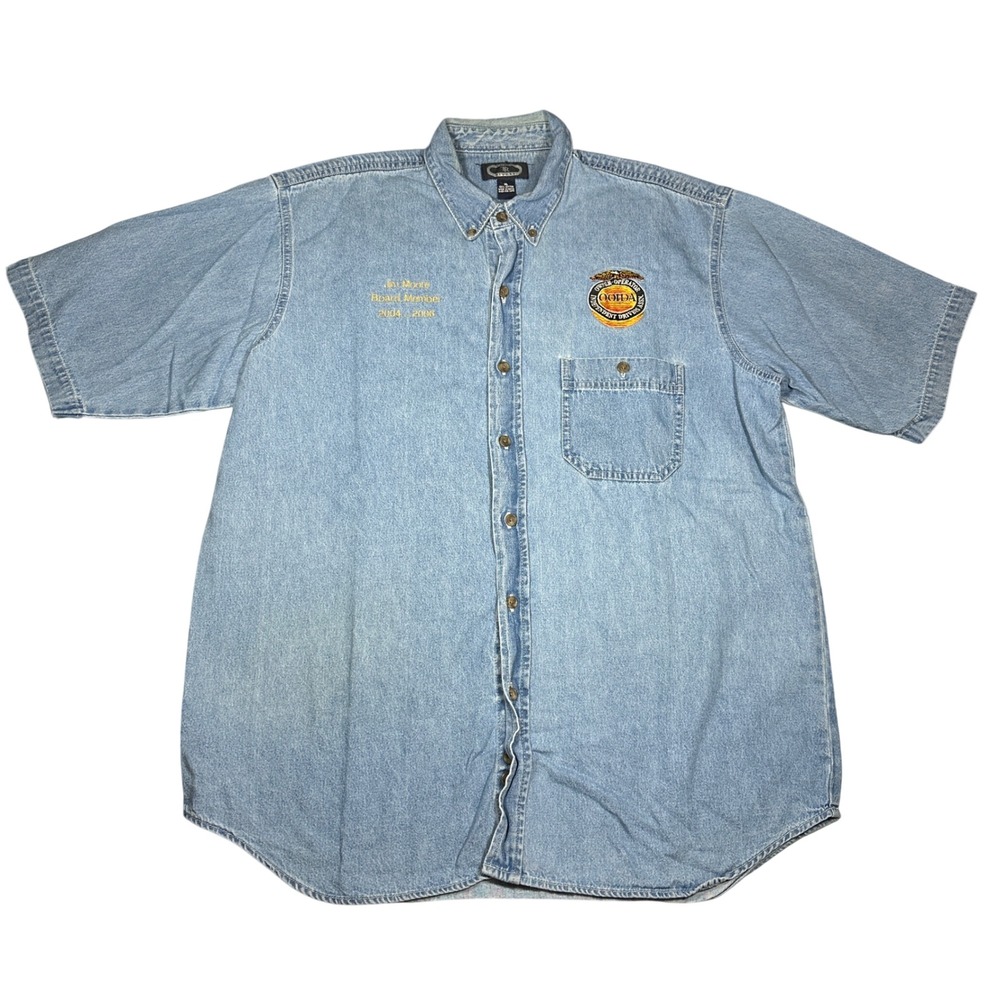 Vintage Three Rivers Mens XL Denim Shirt OOIDA Member Embroidered Jean Shirt
